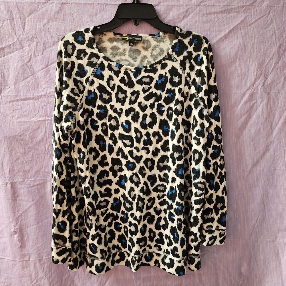 Serena Williams Signature Statement Black/blue/gray Animal Print Long Sleeve  XL
